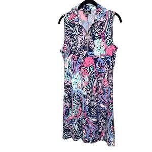 Ivy Lane Paisley Print Sleeveless Golf‎ Dress - Collared, Quarter Zip